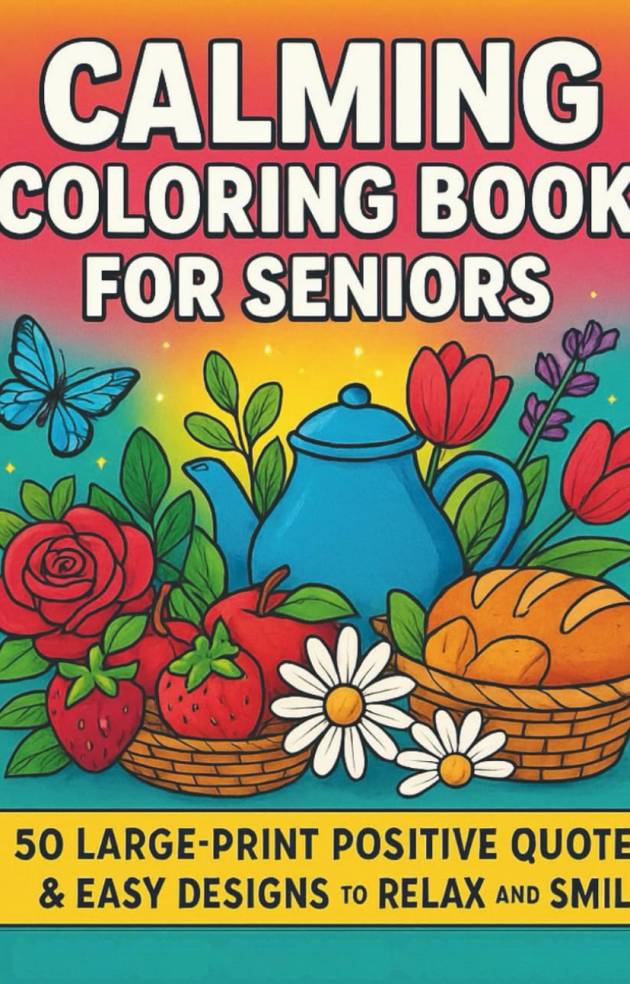 Calming Coloring Book for Seniors: 50 Large-Print Positive Quotes & Easy Designs to Relax and Smile