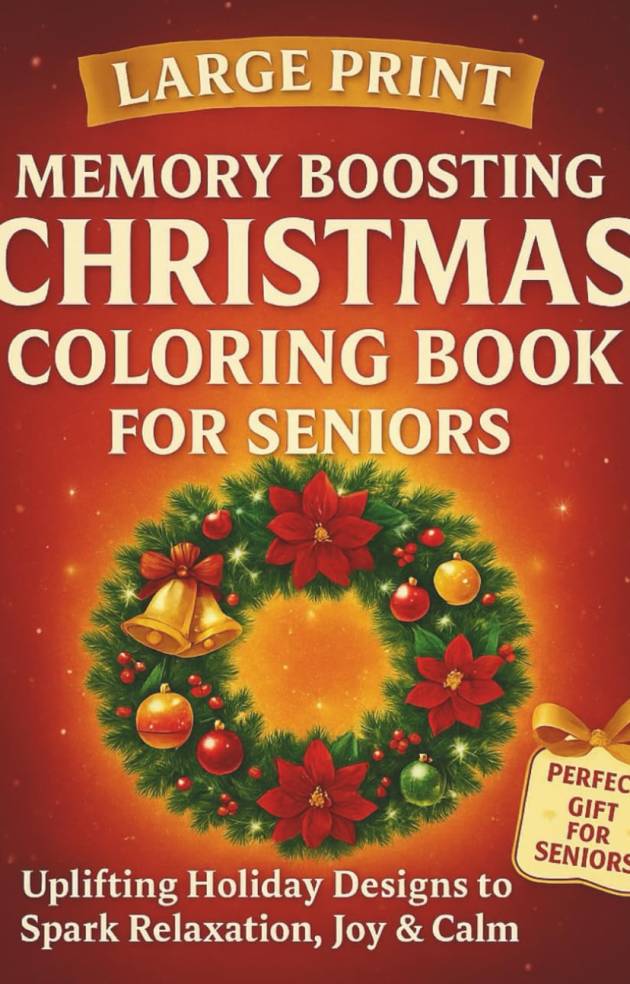 Large Print Memory Boosting Christmas Coloring Book for Seniors